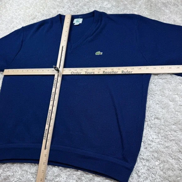 Vintage IZOD Lacoste Sweater Men's XL Blue V Neck Preppy Academia Ivy League VTG